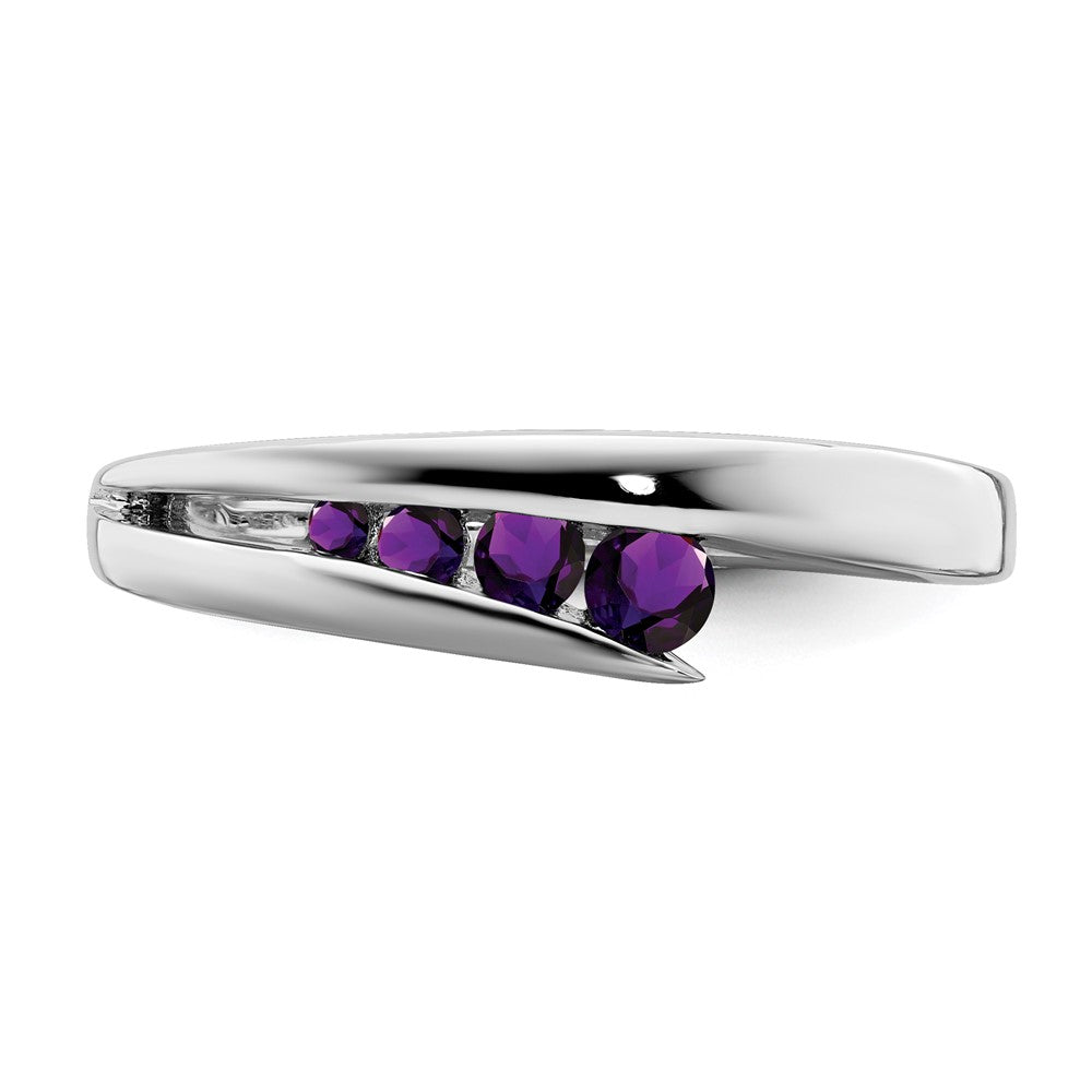 Solid 14k White Gold Simulated Amethyst 4-stone Ring