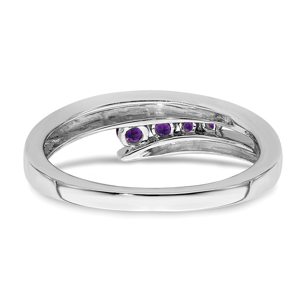 Solid 14k White Gold Simulated Amethyst 4-stone Ring