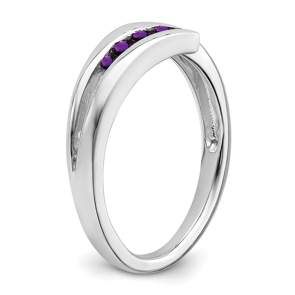 Solid 14k White Gold Simulated Amethyst 4-stone Ring