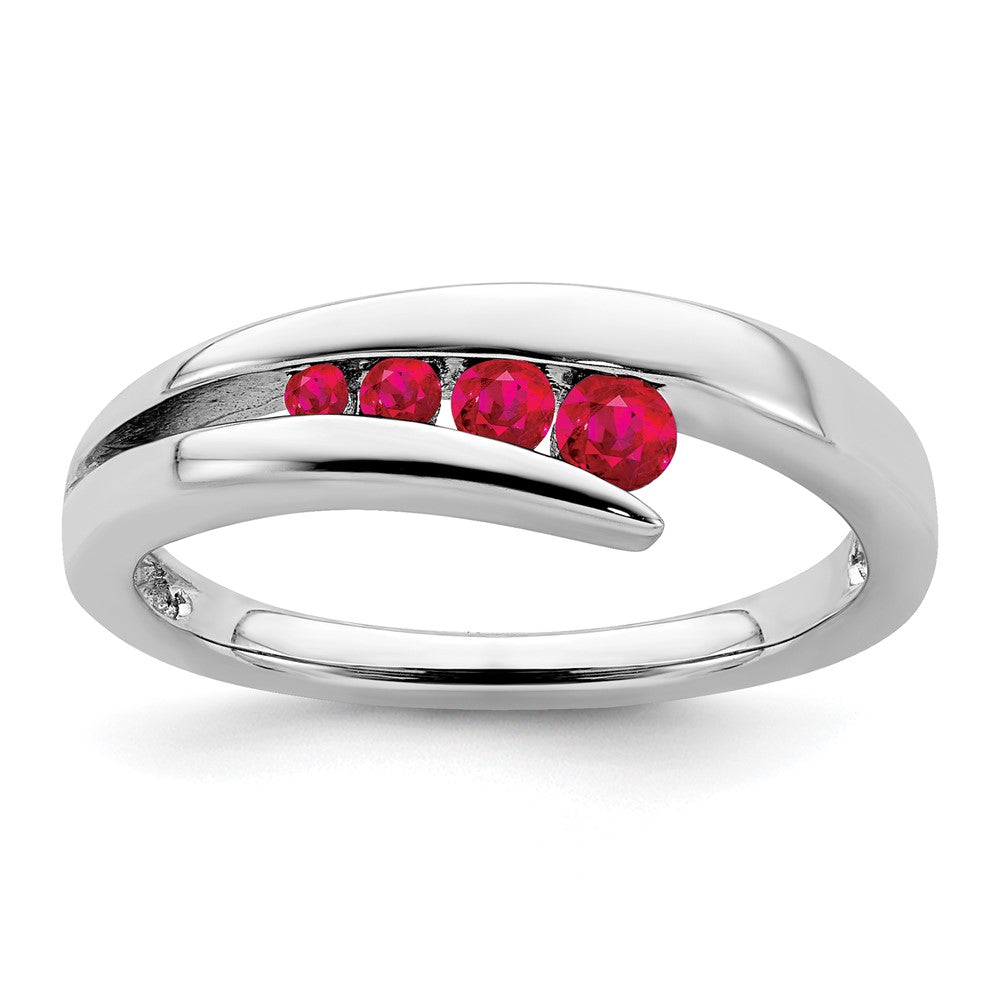 14k White Gold Ruby 4-stone Ring