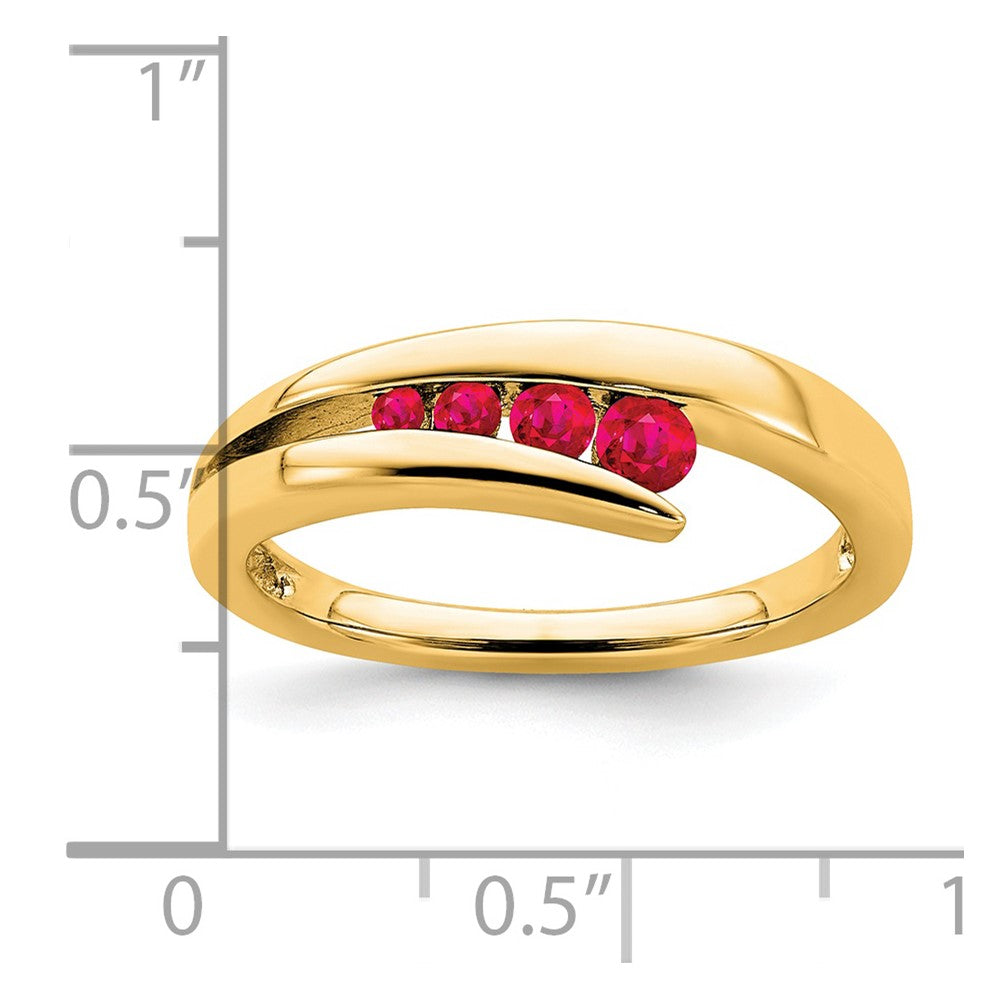 14K Yellow Gold Ruby 4-stone Ring