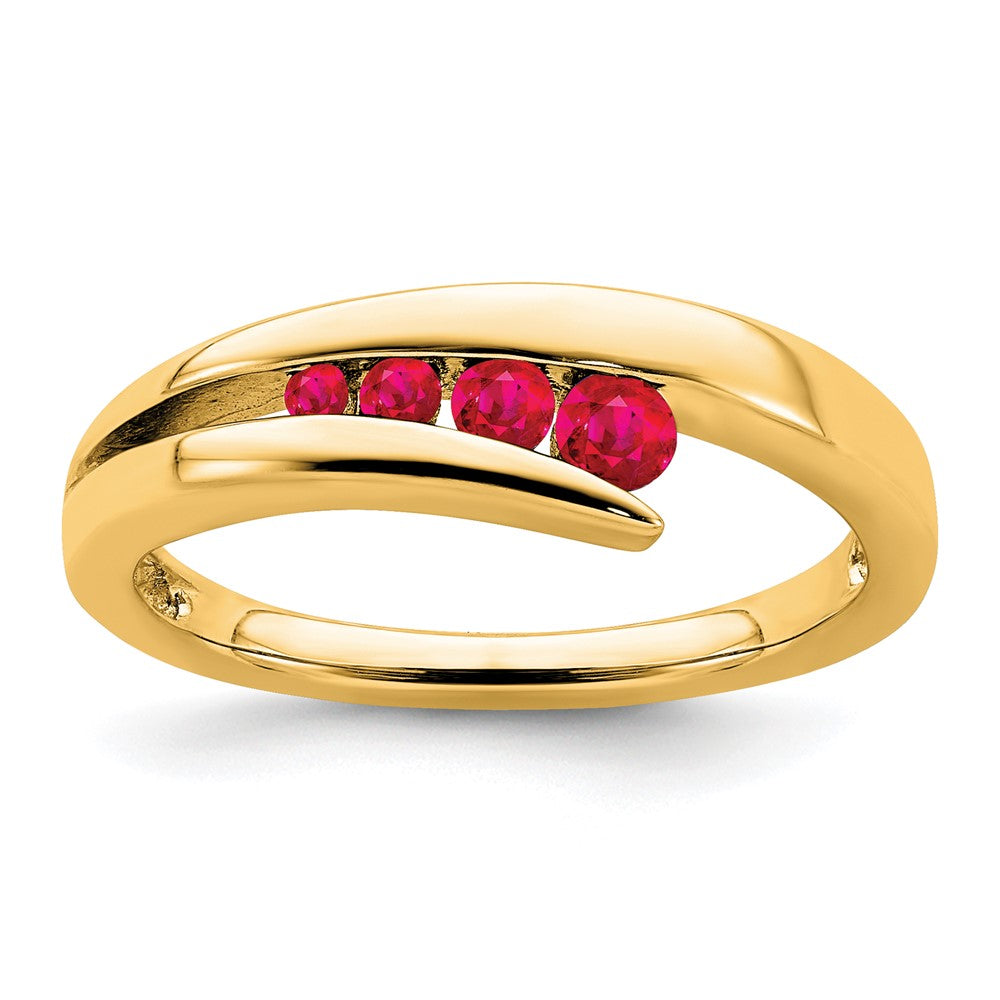 14K Yellow Gold Ruby 4-stone Ring