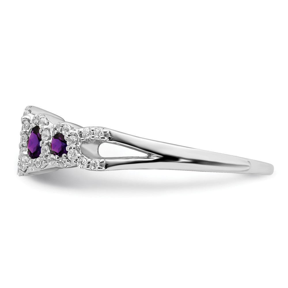 14k White Gold Amethyst and Real Diamond Ring