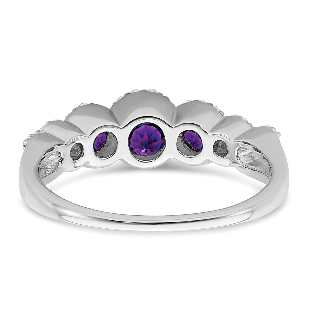 14k White Gold Amethyst and Real Diamond Ring