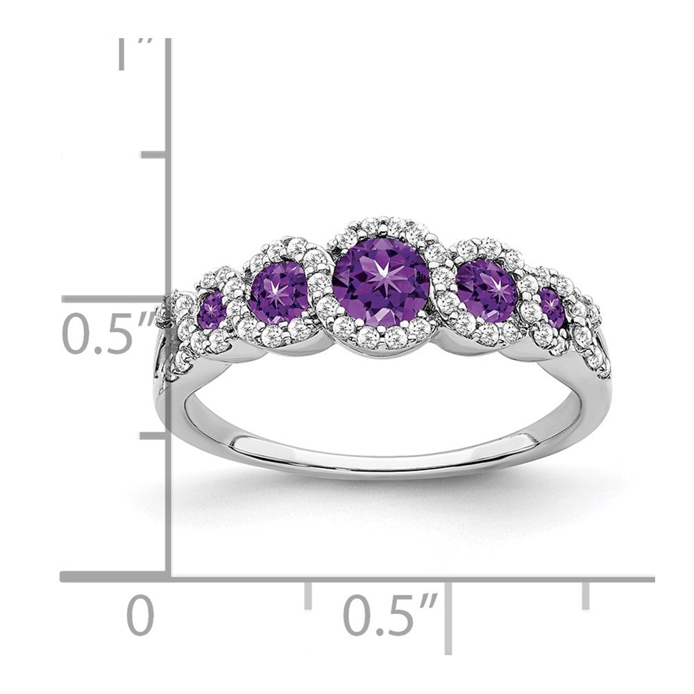 14k White Gold Amethyst and Real Diamond Ring