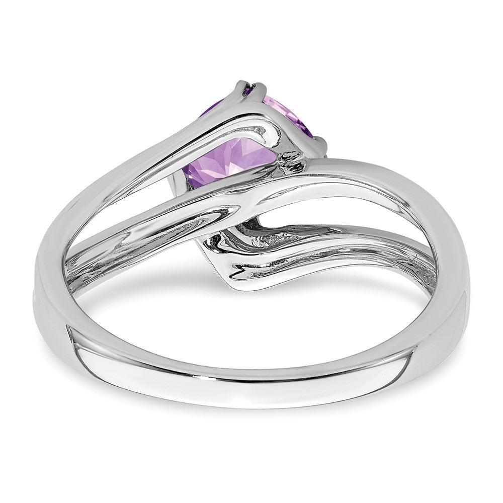 Solid 14k White Gold Simulated Amethyst and CZ Ring