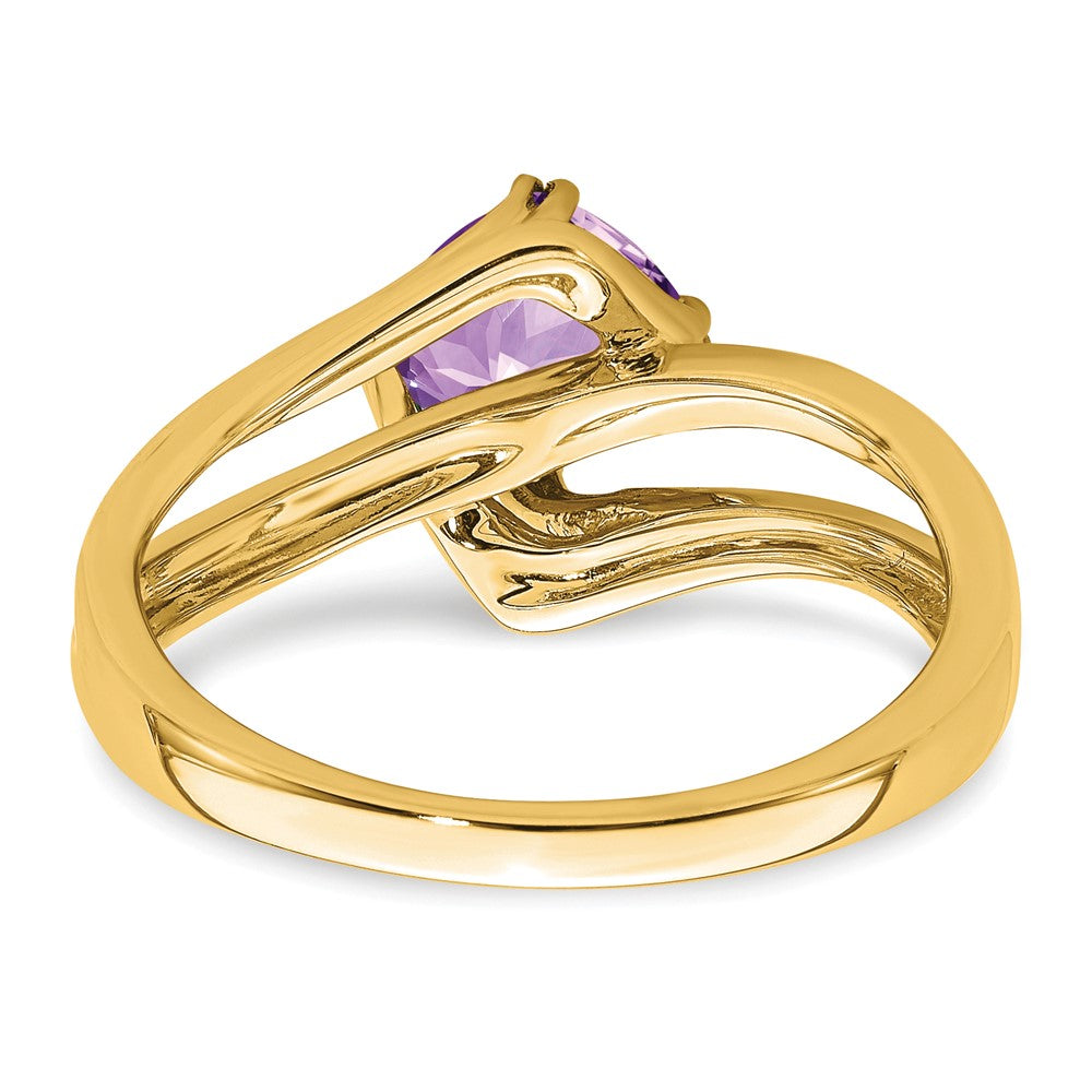 Solid 14k Yellow Gold Simulated Amethyst and CZ Ring