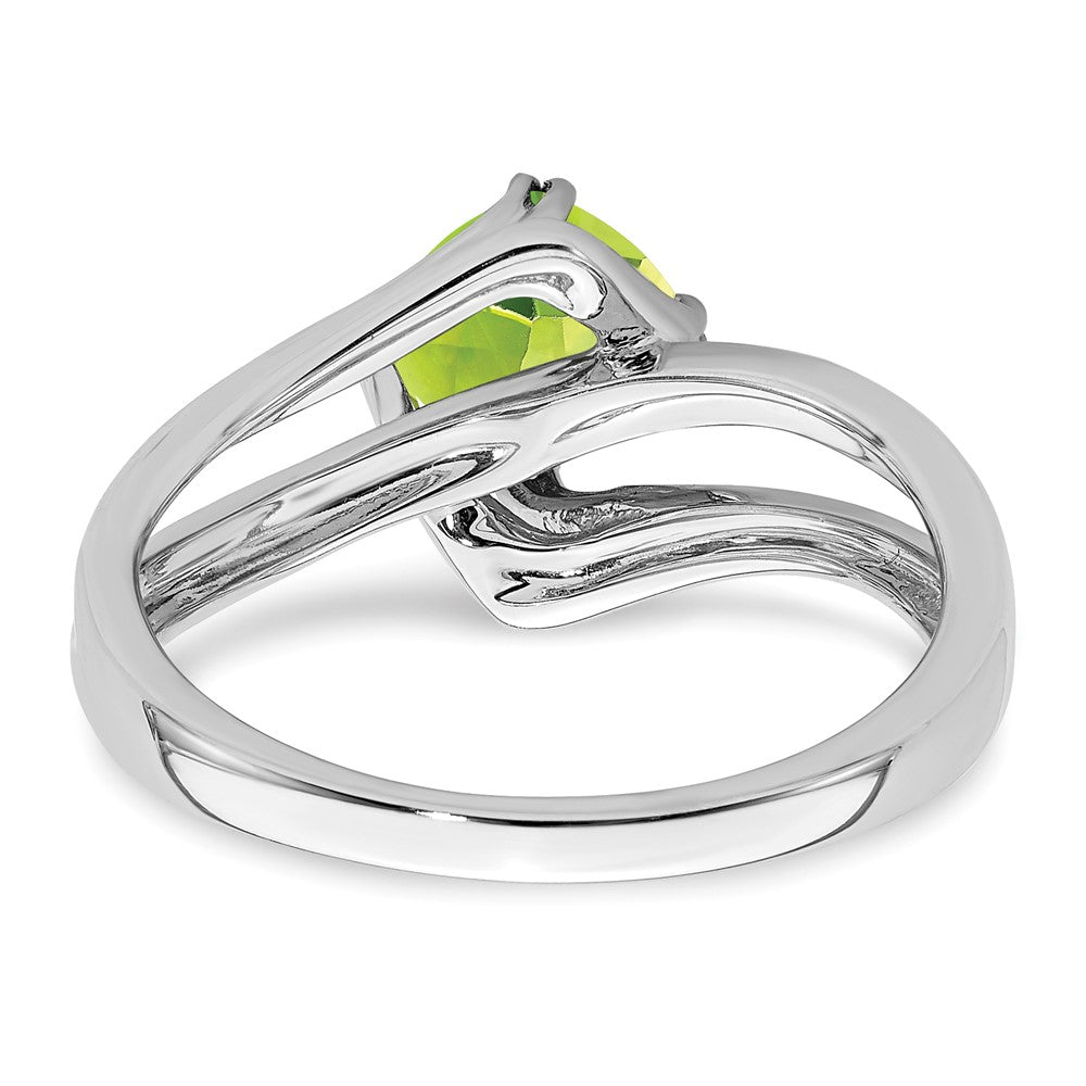 14k White Gold Peridot and Real Diamond Ring