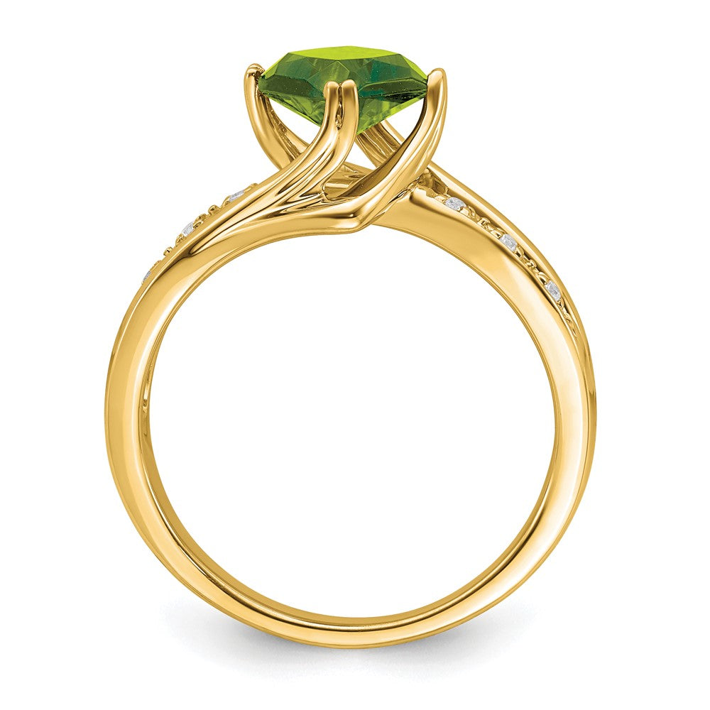 14K Yellow Gold Peridot and Real Diamond Ring