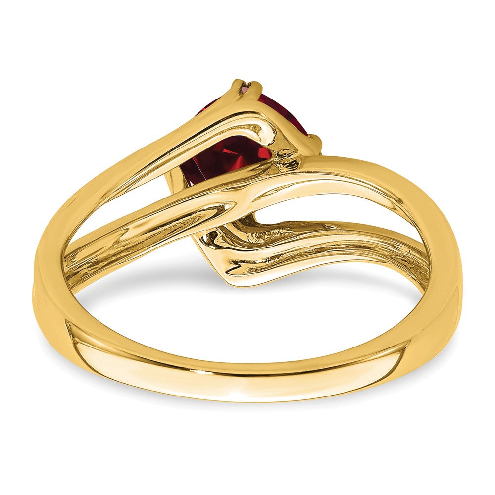 14K Yellow Gold Created Ruby and Real Diamond Ring