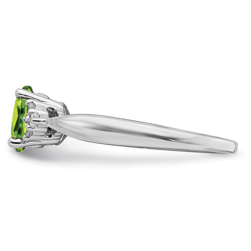 14k White Gold Peridot and Real Diamond Ring