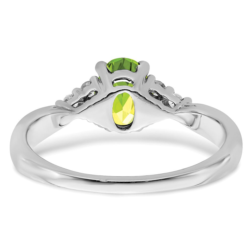 14k White Gold Peridot and Real Diamond Ring