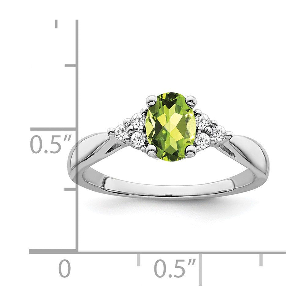 Solid 14k White Gold Simulated Peridot and CZ Ring