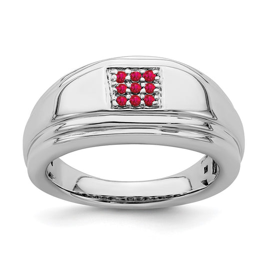 14k White Gold Ruby Mens Ring