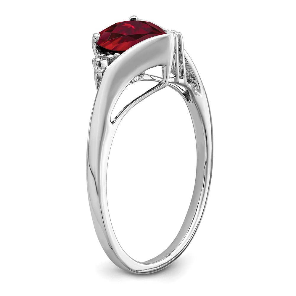 14k White Gold Created Ruby and Real Diamond Heart Ring