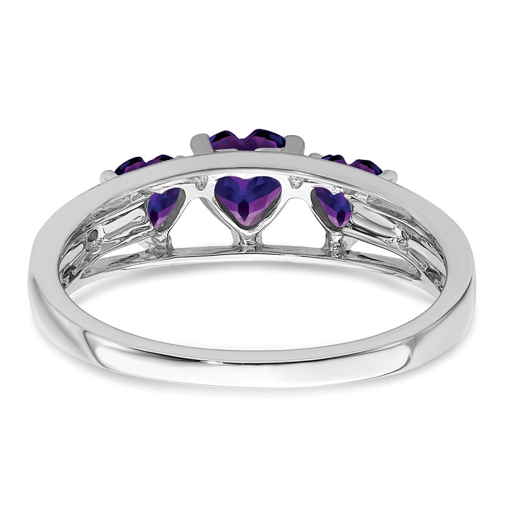 14k White Gold Amethyst and Real Diamond Heart Ring