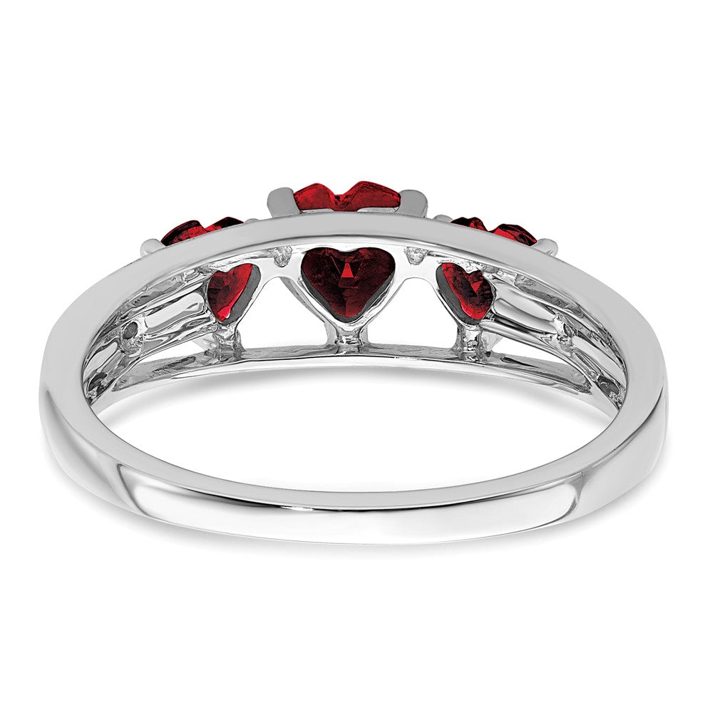 14k White Gold Cr. Ruby and Real Diamond Heart Ring