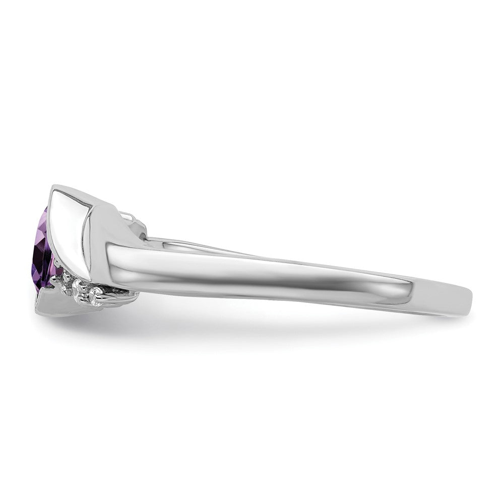 14k White Gold Amethyst and Real Diamond Ring