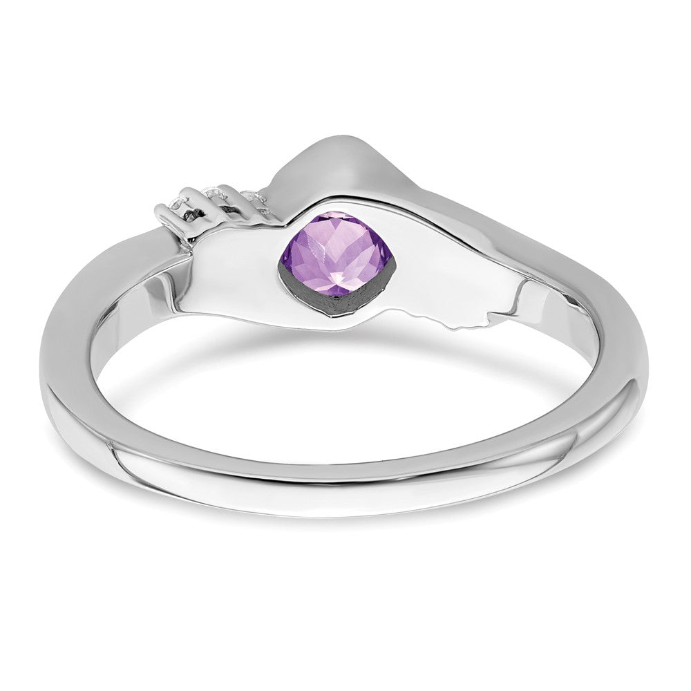 14k White Gold Amethyst and Real Diamond Ring