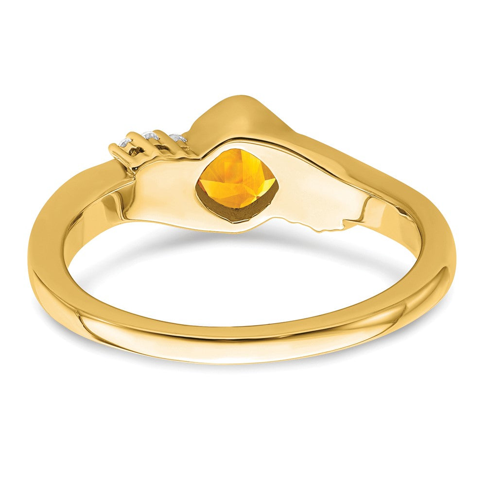 14K Yellow Gold Citrine and Real Diamond Ring