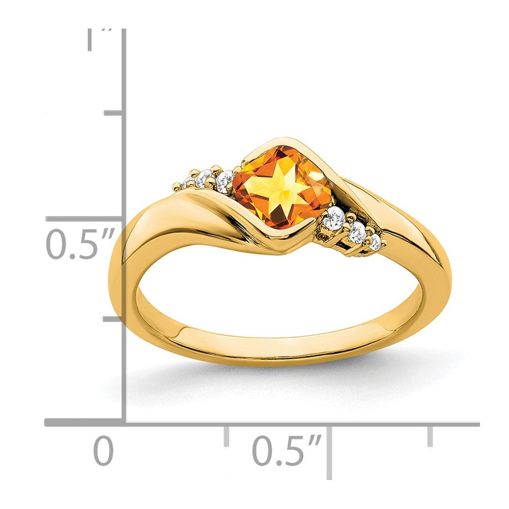 14K Yellow Gold Citrine and Real Diamond Ring