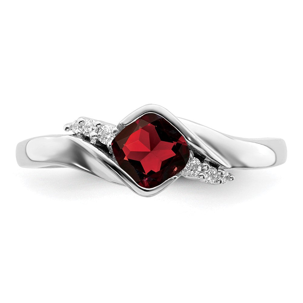 14k White Gold Garnet and Real Diamond Ring