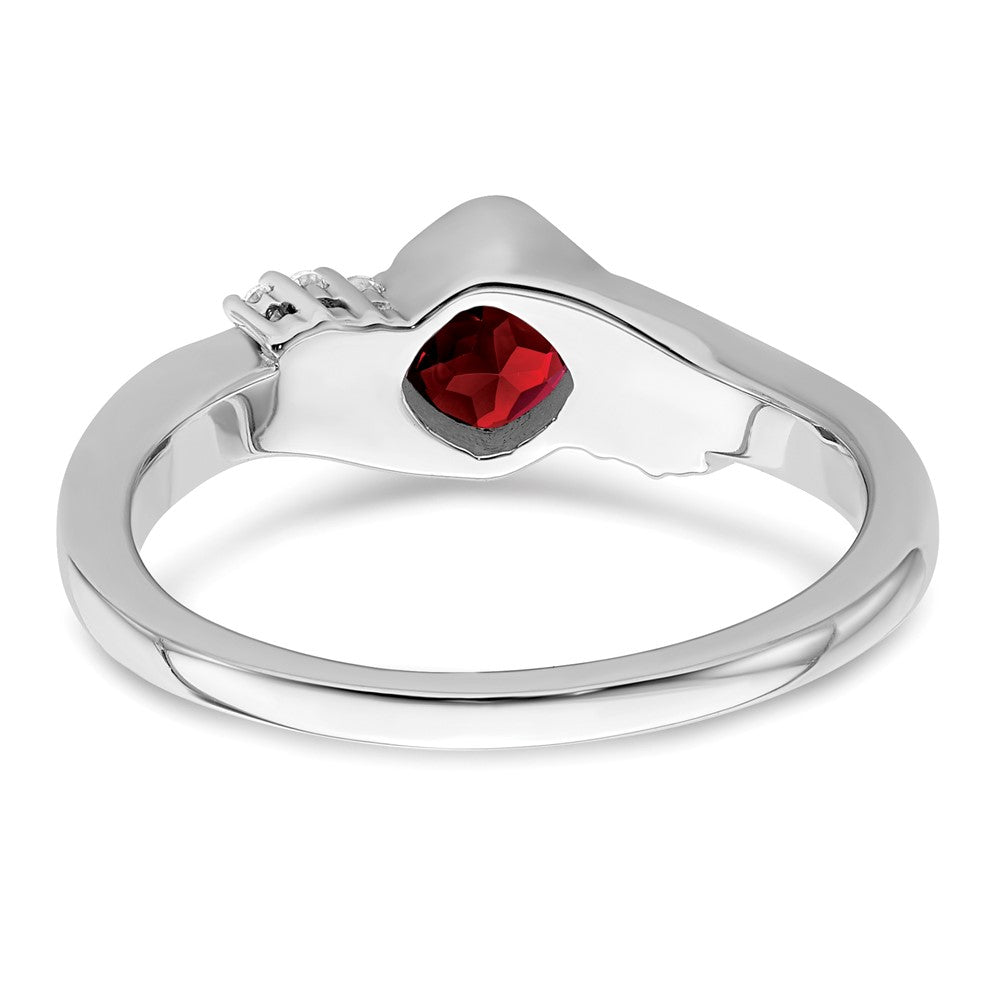 14k White Gold Garnet and Real Diamond Ring