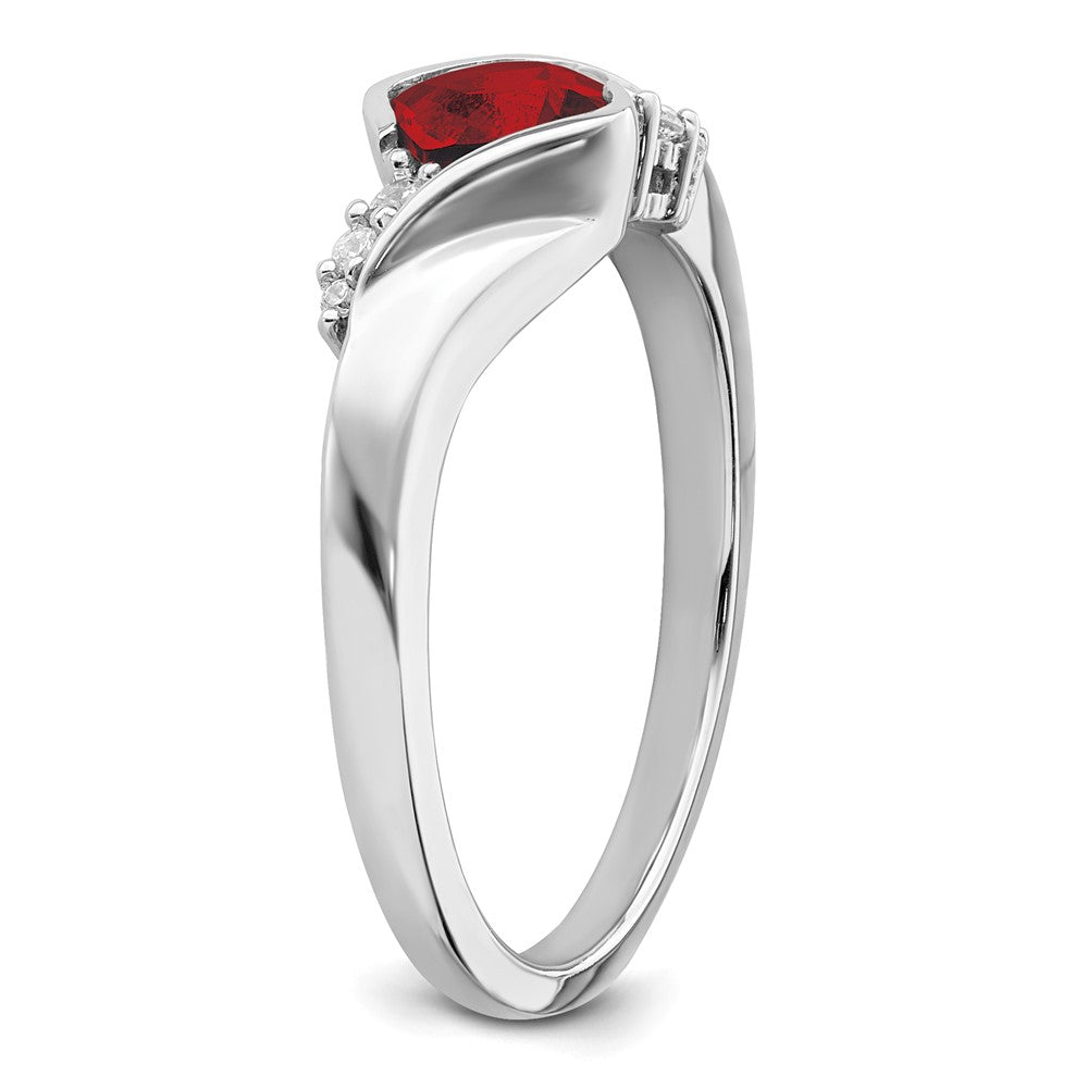 14k White Gold Garnet and Real Diamond Ring