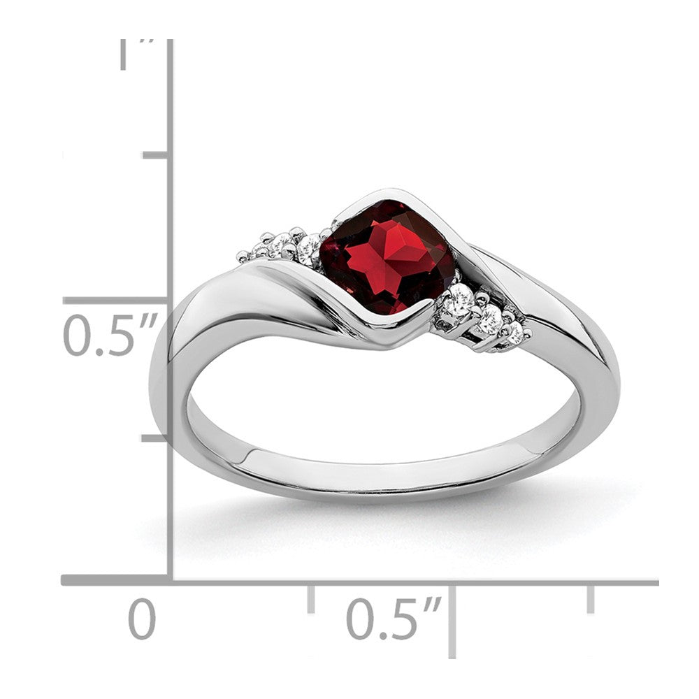 14k White Gold Garnet and Real Diamond Ring