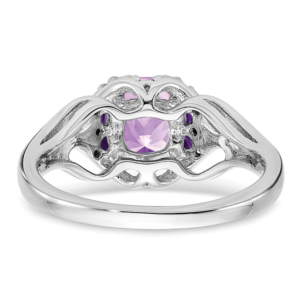 14k White Gold Amethyst and Real Diamond Ring