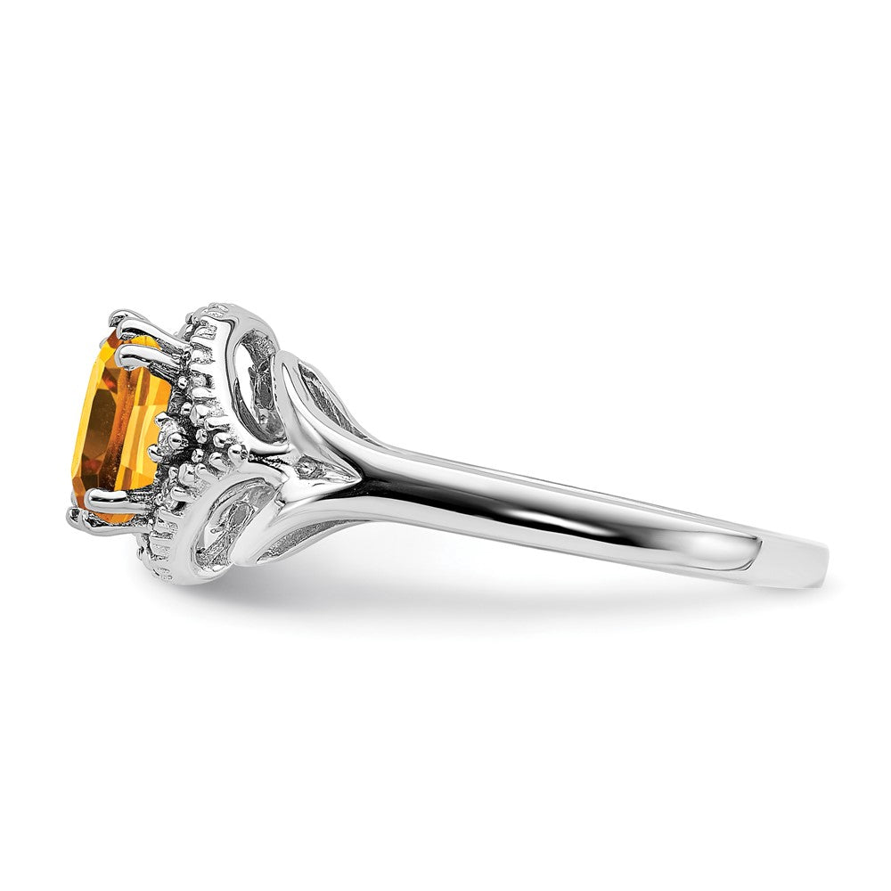 14k White Gold Citrine and Real Diamond Ring