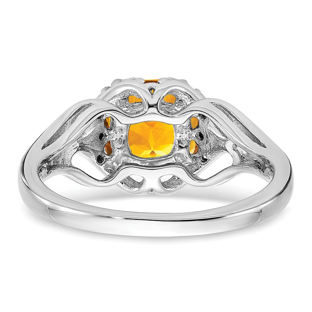 14k White Gold Citrine and Real Diamond Ring