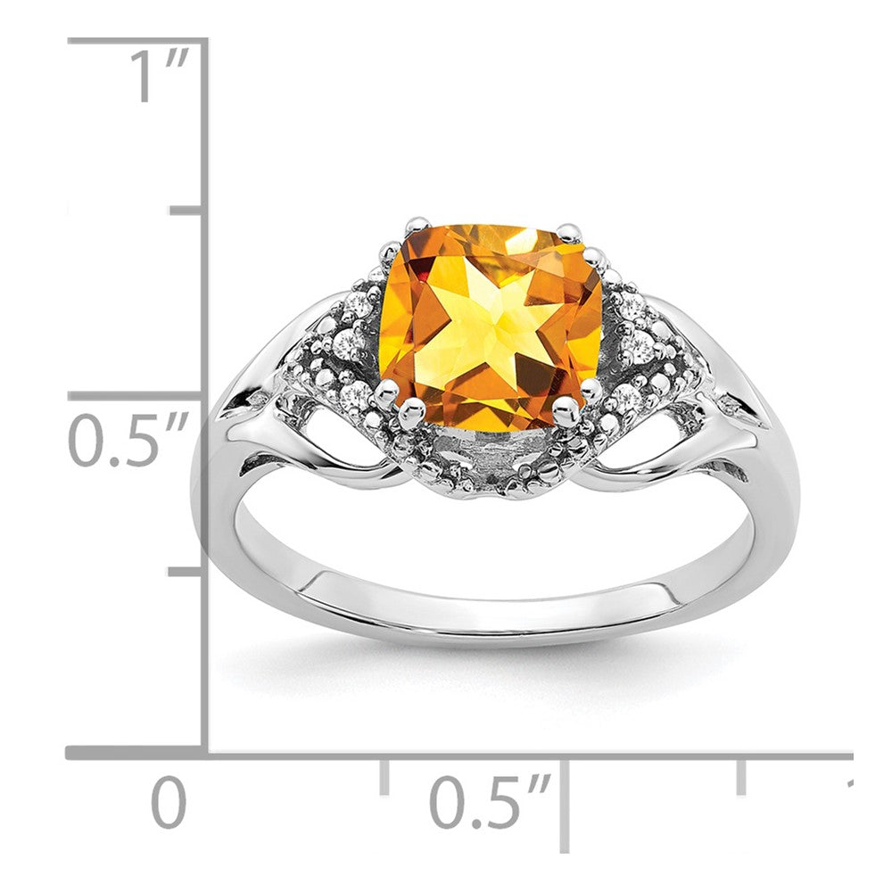 Solid 14k White Gold Simulated Citrine and CZ Ring