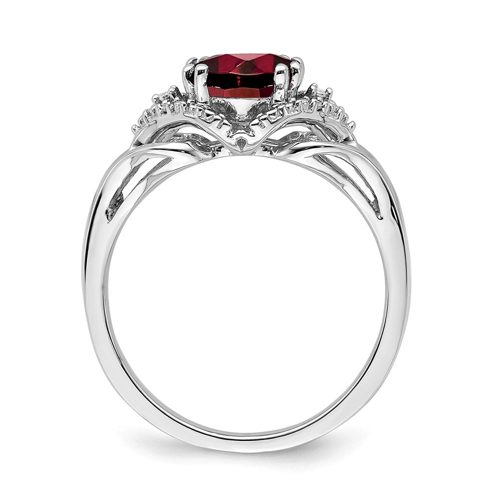 14k White Gold Garnet and Real Diamond Ring