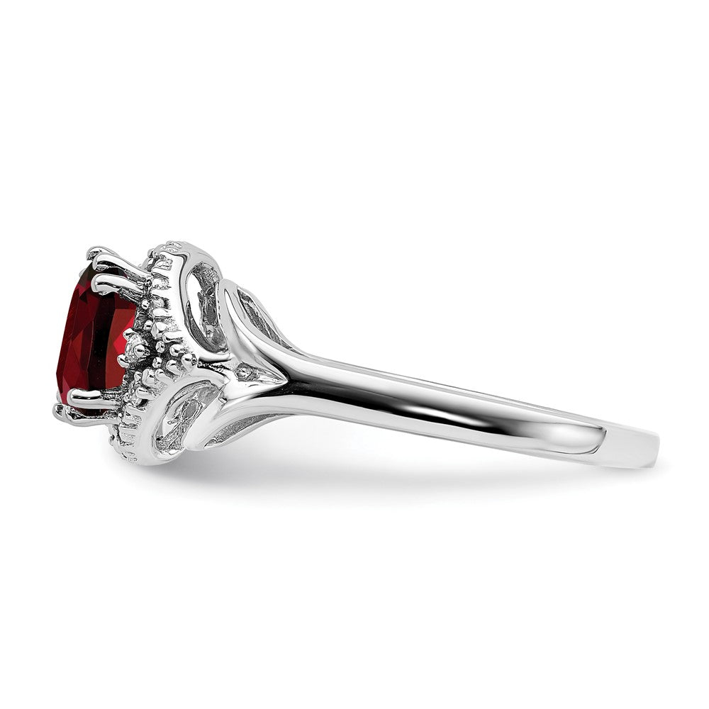 14k White Gold Garnet and Real Diamond Ring