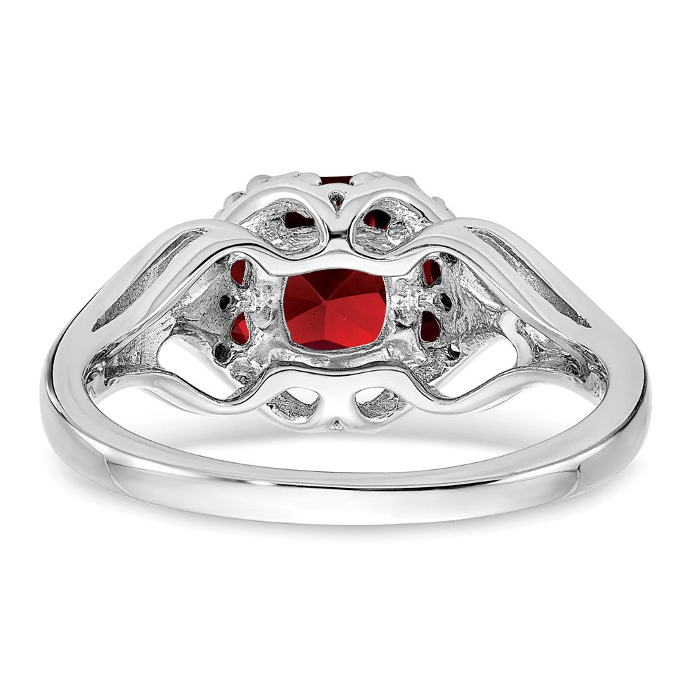 14k White Gold Garnet and Real Diamond Ring