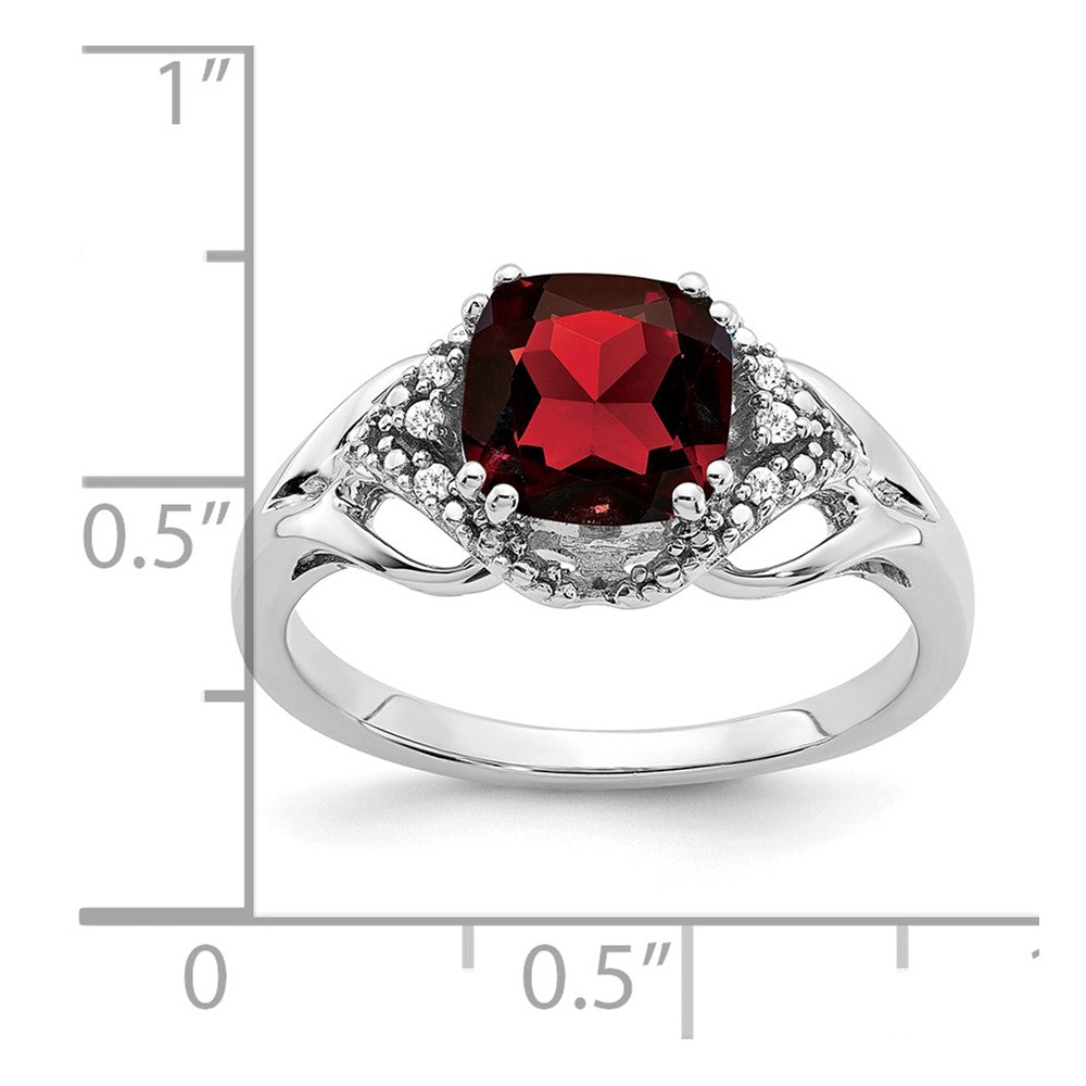 14k White Gold Garnet and Real Diamond Ring