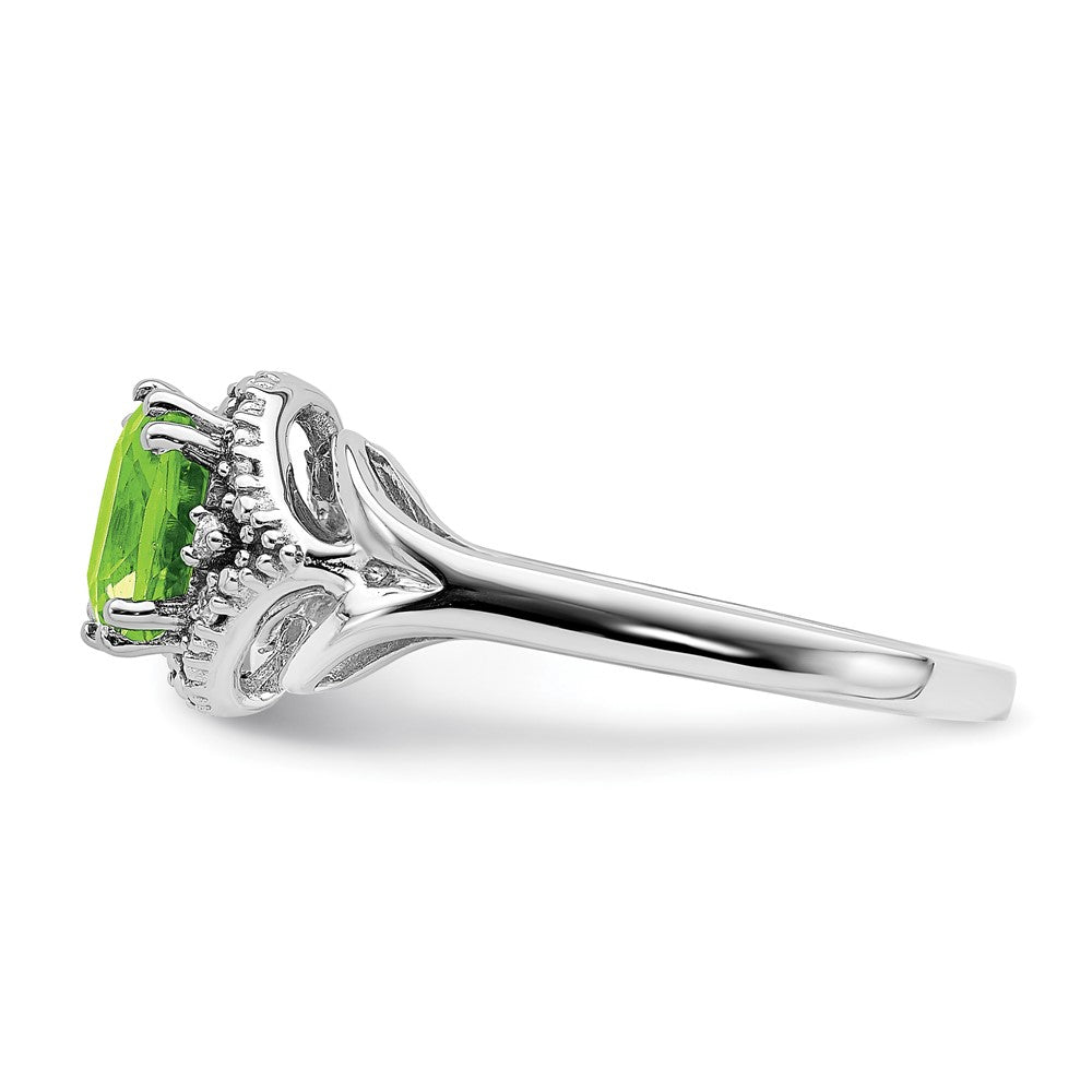 14k White Gold Peridot and Real Diamond Ring