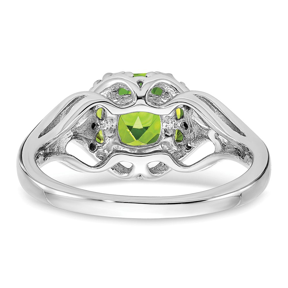 14k White Gold Peridot and Real Diamond Ring