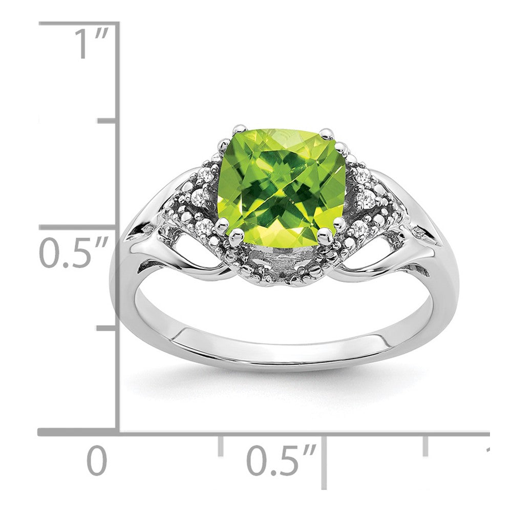 Solid 14k White Gold Simulated Peridot and CZ Ring