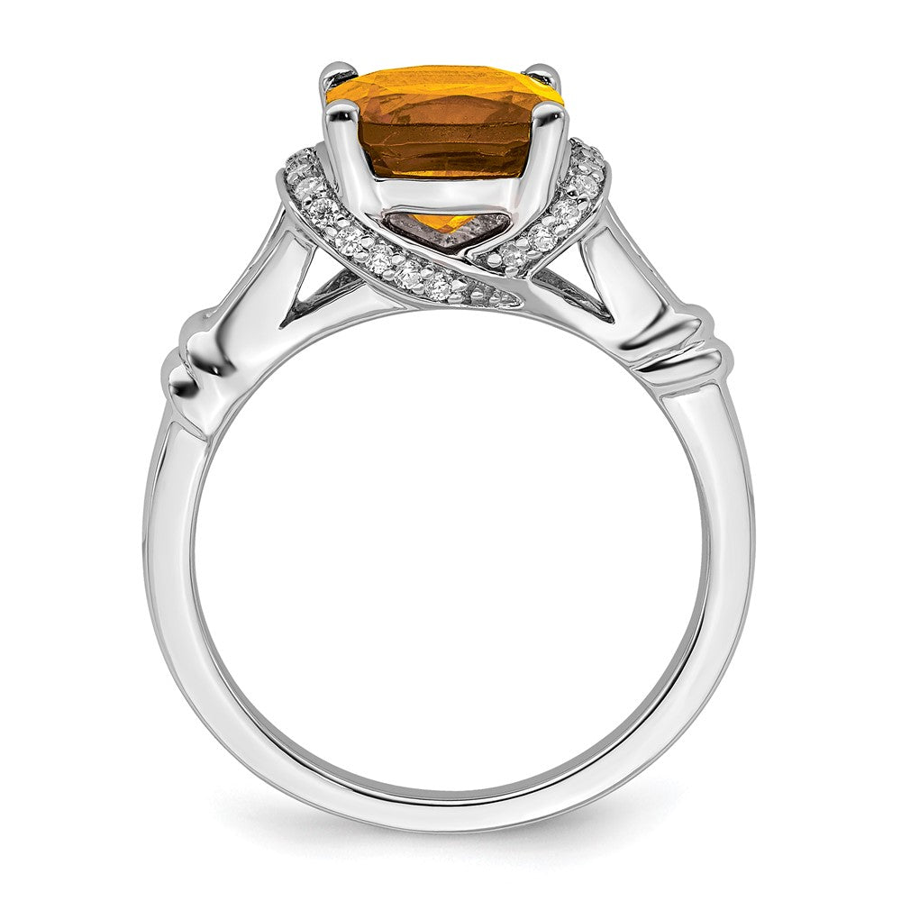 14k White Gold Citrine and Real Diamond Ring