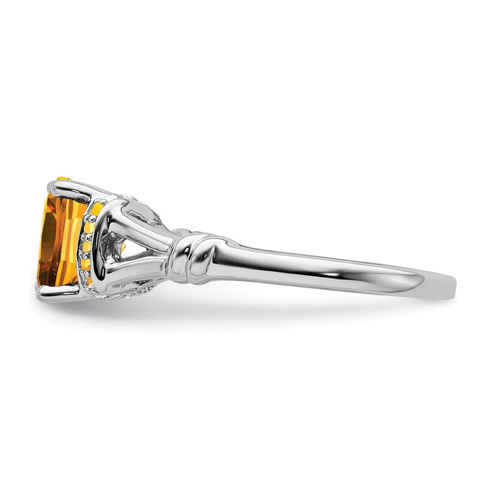 14k White Gold Citrine and Real Diamond Ring