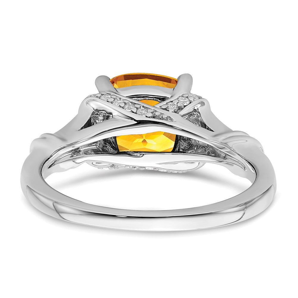 14k White Gold Citrine and Real Diamond Ring