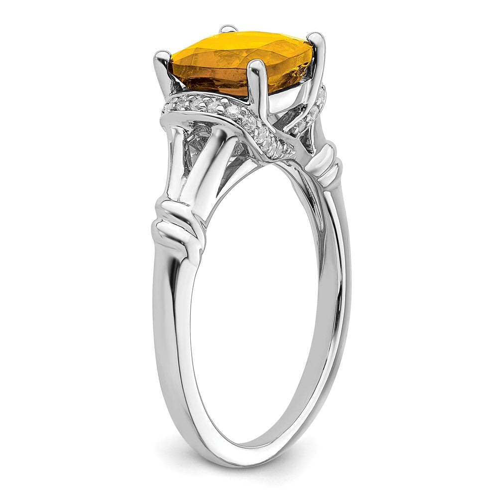 14k White Gold Citrine and Real Diamond Ring