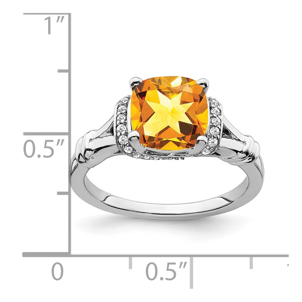 14k White Gold Citrine and Real Diamond Ring