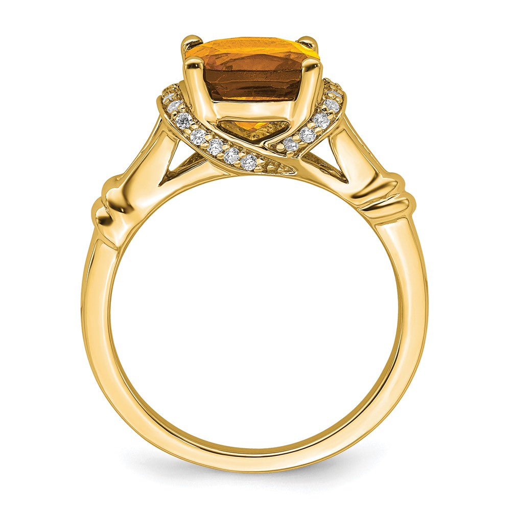 14K Yellow Gold Citrine and Real Diamond Ring