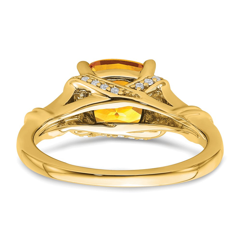 14K Yellow Gold Citrine and Real Diamond Ring