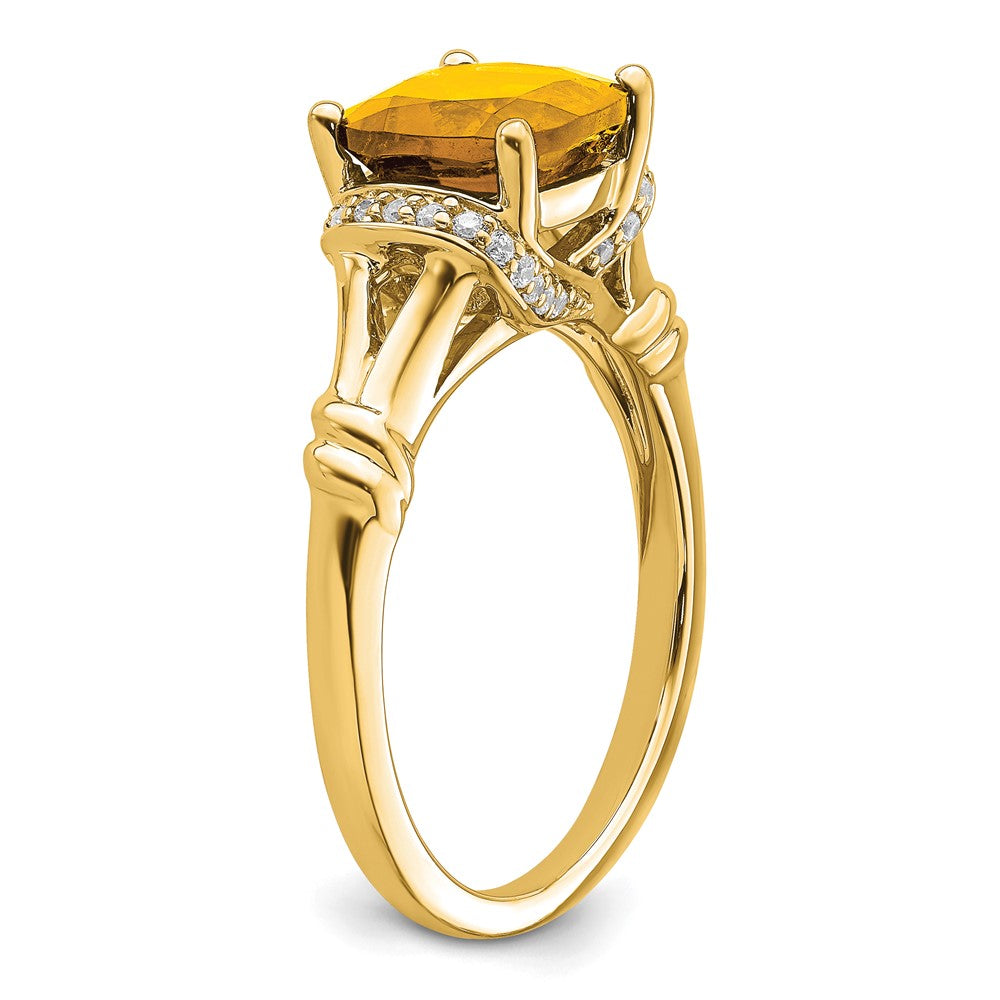 14K Yellow Gold Citrine and Real Diamond Ring