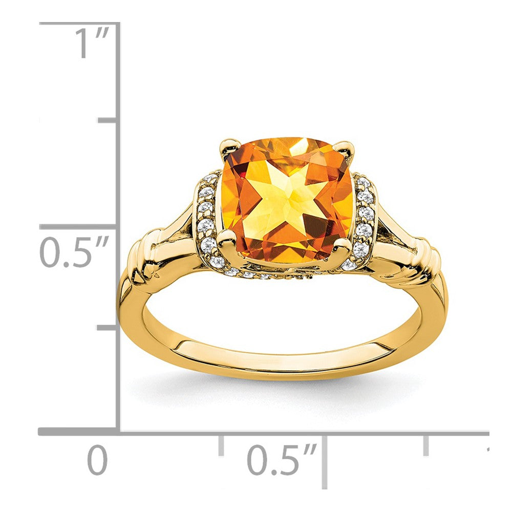 14K Yellow Gold Citrine and Real Diamond Ring