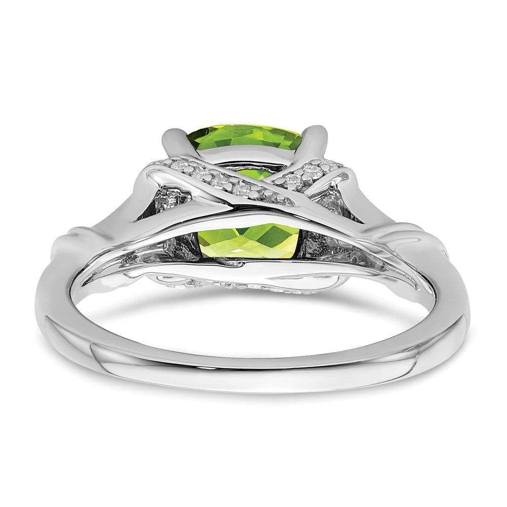 14k White Gold Peridot and Real Diamond Ring